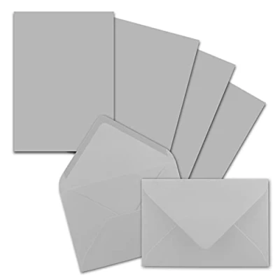 Abbildung von 25x Briefpapier Sets DIN A5 mit C6 Briefumschlägen Hellgrau Nassklebung (Grau) mattes Schreibpapier Kuverts FarbenFroh by GUSTAV NEUSER