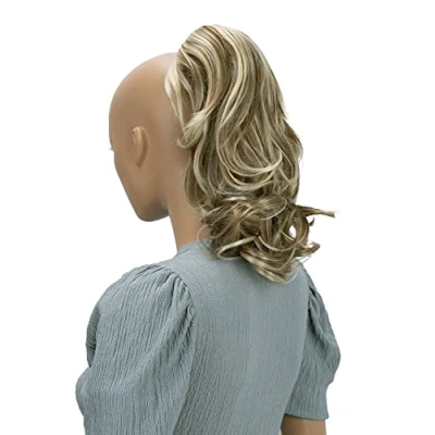 Abbildung von CAISHA 35cm Haarteil Helena Zopf Haarverlängerung mit Butterflyklammer Voluminös Gewellt Dunkelblond Mix H94