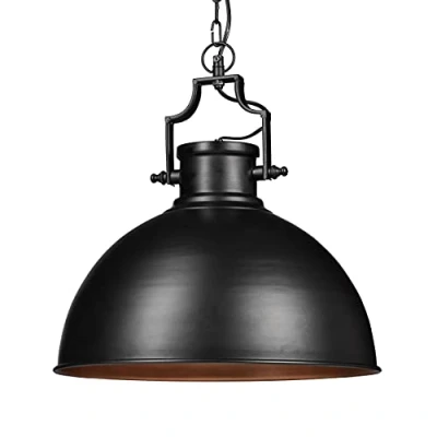 Abbildung von Relaxdays Hängelampe Industrial Design im Shabby Look, Deko für Esszimmer, LED E27, Pendellampe Ø 40,5 cm, schwarz, 10020870_46, 40.5 x 155 cm