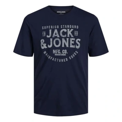 Abbildung von JACK &amp; JONES Herren Shirt T Kurzarmshirt Tee Crew Neck, Farbe:Navy, Artikel: Navy Blazer, Größe:S