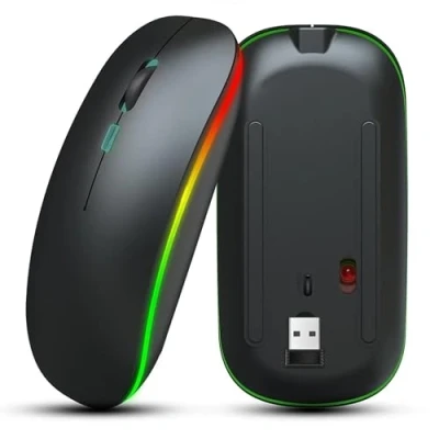 Abbildung von LEYF Maus Kabellos, 3 Mode Switchching Bluetooth 5.2 Funkmaus, Wiederaufladbar Wireless Mouse Beleuchtet für PC, Laptop, Smart Tv, Tablet, Android, Windows, MAC OS, Leise Ergonomische, Schwarz