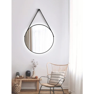 Abbildung von Talos golden Light Spiegel rund Ø 80 cm runder Wandspiegel in matt Gold Badspiegel mit hochwertigen Aluminiumrahmen Badezimmerspiegel indirekter LED Beleuchtung