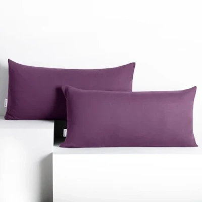 Abbildung von DecoKing 2 Kissenbezüge 40x80 cm Baumwolle Reißverschluss Pflaume Amber