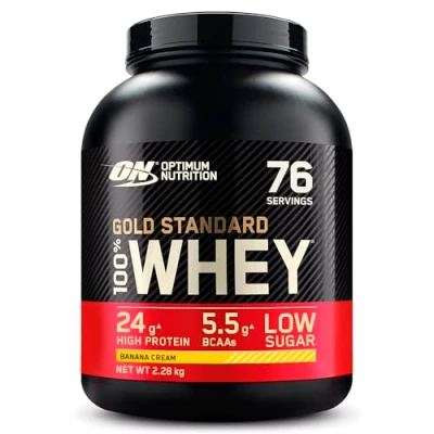 Abbildung von Optimum Nutrition Gold Standard 100% Whey, Proteinpulver, Geschmack Banana Cream, 2.28kg, 76 Portionen
