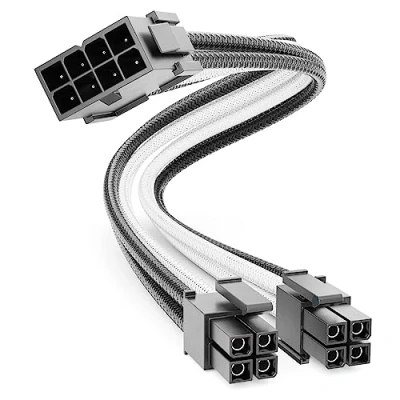 Abbildung von deleyCON 4+4 Pin EPS CPU Prozessor Strom Kabel Intern 30cm 18 AWG PSU Mainboard Motherboard PC Computer Netzteil Nylon Stromkabel Stromversorgung Stecker auf Buchse Schwarz Weiß