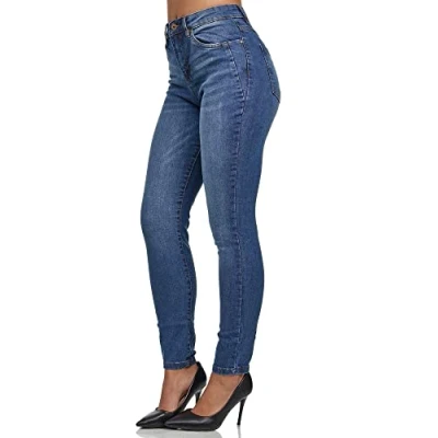 Abbildung von Tazzio Damen Skinny Fit Jeans High Waist Denim Jeanshose Slim Stretch Hose F107 Blau 36
