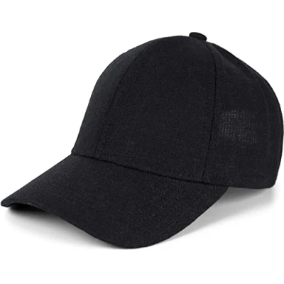 Abbildung von styleBREAKER Unisex Leinen Baseball Cap Einfarbig, 6 Panel Basecap, Metallschnalle verstellbar 04023089, Farbe:Schwarz