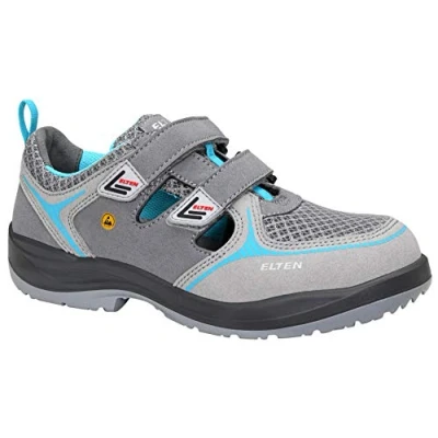Abbildung von ELTEN Sicherheitsschuhe MILA aqua Easy ESD S1, Damen, Textil, Stahlkappe, leicht, sportlich, Grau/Türkis, Größe: 37