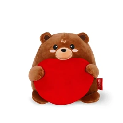 Abbildung von Legami Plüschbär mit Herz, Super süß, weicher Steht allein, Geschenkidee zum Valentinstag, Größe 12,5 x 17,5 cm, Teddybär