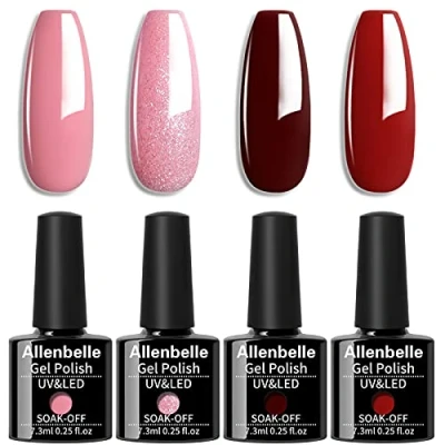 Abbildung von Allenbelle UV Nagellack Soak Off Gel Nail Art Top Coat Base (7.3ml/pc Lot de 4) 049