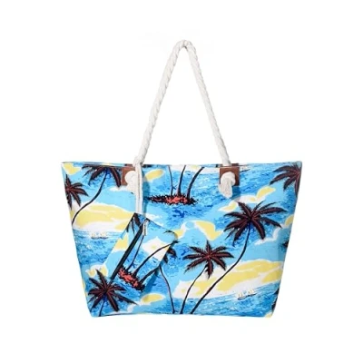 Abbildung von DonDon Badetasche XXL Familie Strandtasche Damen mit Reißverschluss Beach bag groß 90er Retro Schick