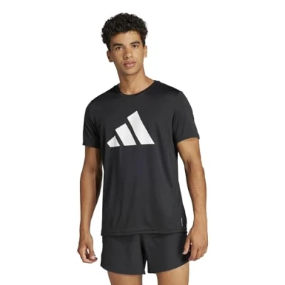 Abbildung von adidas Herren Run It Stripes Tee T Shirt, Black, L