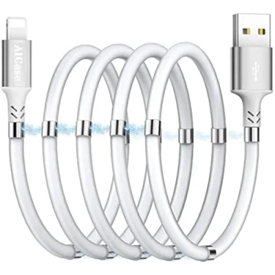 Abbildung von AICase magnetisches Adsorptionskabel, Datenkabel Organizer, 360 Grad Ladekabel weiß Für IOS,1M