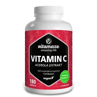 Abbildung von Vitamin C1 60 mg Acerola Extrakt pur vegan Kapseln