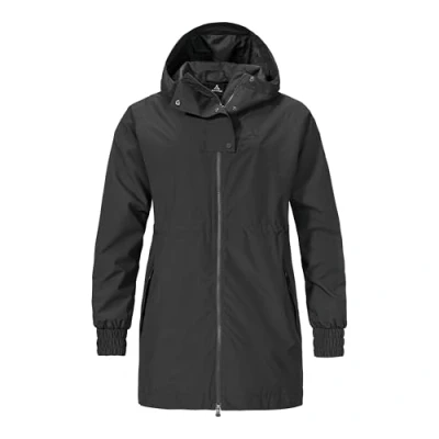 Abbildung von Schöffel Damen Parka Style Bohorok WMS, wasserdichter Regenparka aus recyceltem Material, atmungsaktive Allwetterjacke mit Oversize Passform, black, 34