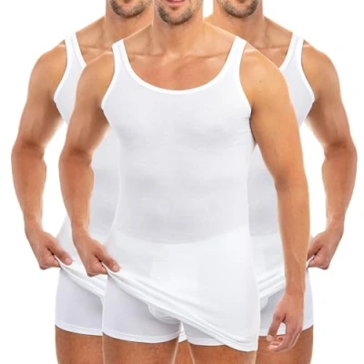 Abbildung von HERMKO 3007 3er Pack extralanges Herren Unterhemd (+10 cm) Tank Top aus 100% Bio Baumwolle, Größe:D 10 = EU 4XL, Farbe:weiß