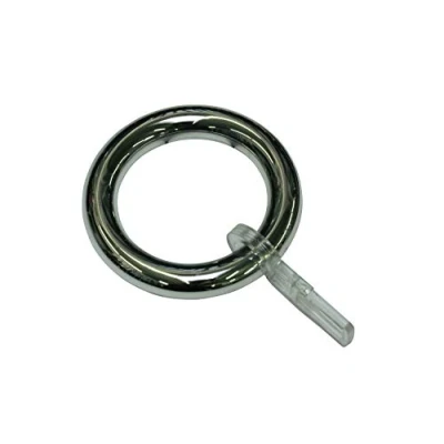 Abbildung von GARDINIA Gardinenringe für Gardinenstangen Ø23/26 mm, Inklusive Faltenlegehaken, 10 Stück, Ring Breite 8 Kunststoff, Chrom
