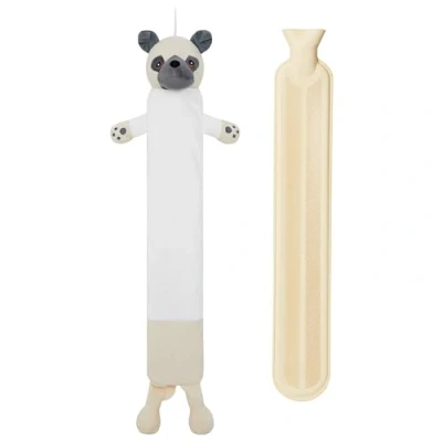 Abbildung von CityComfort Wärmflasche 1L mit Bezug Tier Super Weichem Plüschbezug Hot Water Bottle (Mops Lang)