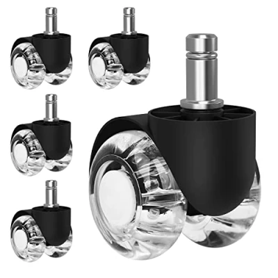 Abbildung von bürostuhl Rollen 11mm x 22 mm 5er stuhlrollen,Hartbodenrollen für 360 Grad Drehung ohne Kratzer Bürostuhlrollen Durchmesser 50mm Super Leise und Weiche Hartbodenrollen Hartböden, Parkett