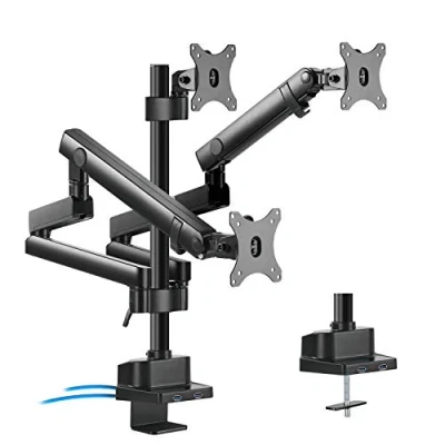 Abbildung von Maclean MC 811 3 Fach Monitorhalter mit Gasfeder Tischhalterung Monitorarm Monitorständer VESA 75x75 100x100 17 27&quot; Für Monitore + 2X USB 3.0