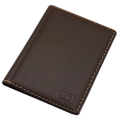Abbildung von Elegantes Ausweisetui/Ausweishülle/Kreditkartenetui mit Kontrastnaht 4 Fächer MJ Design Germany Made in EU Designs (Design 2 / Braun)