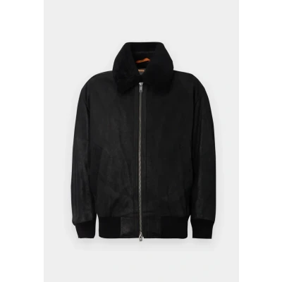 Abbildung von BOSS Jonier Lederjacke, Herren, Größe: 52, Black
