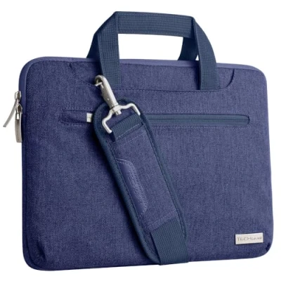Abbildung von TECHGEAR Tasche für 15 15,6 Laptops Tragbare Multifunktions Laptop hülle mit verstellbarem Schultergurt, Gepäckriemen und unterdrückbaren Griffen, Tragbarer Organizer Case Taschen Blau