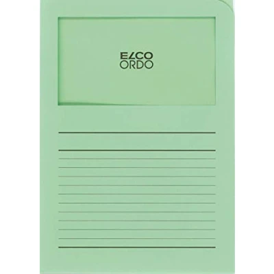 Abbildung von Elco 73695.61 Ordo classico Verpackung mit 10 Dokumentenhülle aus Papier Linienaufdruck, 220x310, 120g, grasgrün, Fenster: ja