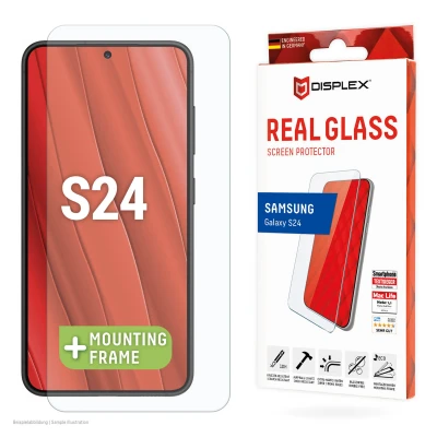 Abbildung von Samsung Galaxy S24 Panzerglas Displex Real Glass 2D Bildschirmschutzfolie für das
