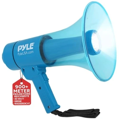 Abbildung von Pyle Megaphon mit Sirene, Signalhorn Siren Megaphone Megafon Kinder &amp; Erwachsene 40W, Faltbare Handsirene als Polizei Fußball Hupe Tröten zum Anfeuern Sport, Laut bis zu 915m