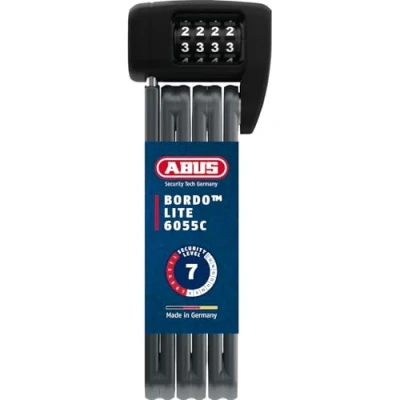 Abbildung von ABUS Faltschloss Bordo Lite 6055C mit SR Halterung Extra leichtes Zahlenschloss, ideal für Rennräder Sicherheitslevel 7 85 cm Schwarz