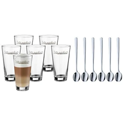 Abbildung von WMF Clever&amp;More Latte Macchiato Gläser Set 12 teilig mit Löffel, Aufrdruck, 280 ml,spülmaschinengeeignet