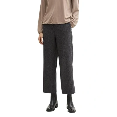 Abbildung von TOM Tailor Cropped MIA Straight Stoffhose, Damen, Größe: 38x28, Salt and pepper structure