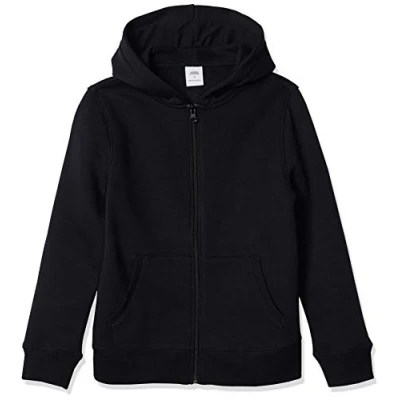 Abbildung von Amazon Essentials Jungen Fleece Kapuzenpullover mit Reißverschluss, Schwarz, 5 Jahre