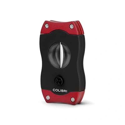 Abbildung von Colibri V Cut Zigarrenschneider Schwarz Mit Rotakzenten Federauslöser Tiefer 7mm Schnitt Bis zu 60+ Ringmaß Zigarren Ergonomisches Design
