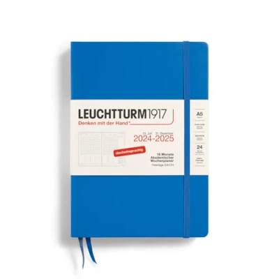 Abbildung von LEUCHTTURM1917 370637 Akademischer Wochenplaner 2025, Medium A5 Hardcover 18 Monats Kalender, 80 g, liniert Sky