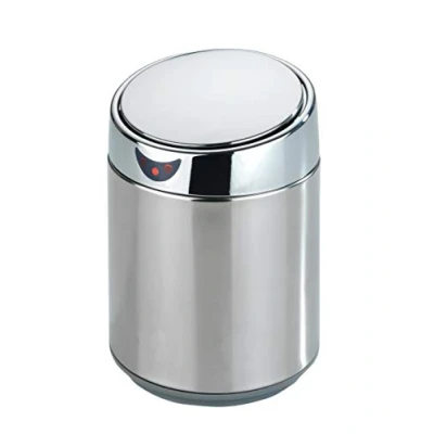 Abbildung von Maximex Tisch und Kosmetikeimer mit Sensor 0,8 L Chrom, öffnet &amp; schließt berührungslos, rostfreier Edelstahl, herausnehmbarem Inneneimer, Ø 12 x 18 cm