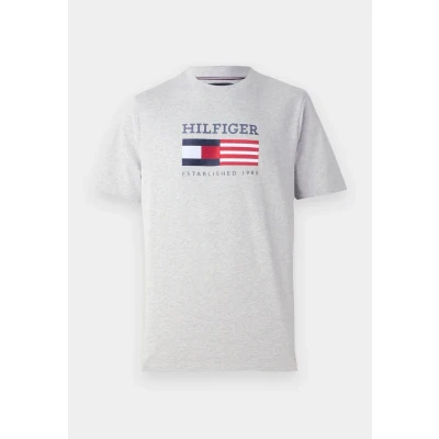 Abbildung von Tommy Hilfiger Americana Monotype FLAG BOX TEE Unisex Tshirt print, Größe: XS, Light grey heather