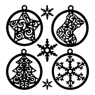 Abbildung von Ideen mit Herz Stanzschablonen, Weihnachtskugeln 3, 7 Stück