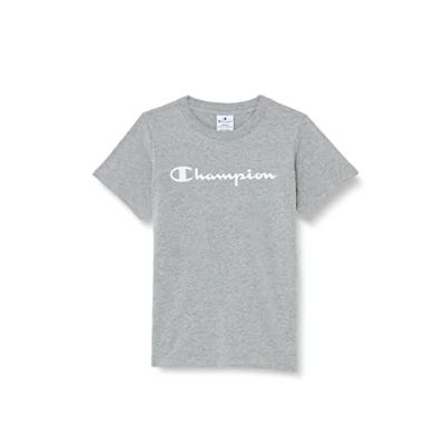 Abbildung von Champion Mädchen Legacy American Classics Regular S/S Logo T Shirt, Hellgrau meliert, 5 6 Jahre