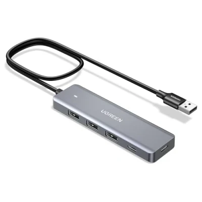 Abbildung von UGREEN 4 Port USB Hub 3.0 mit 1*USB C &amp; 3*USB Stromversorgung Port, Verteiler für MacBook, iMac, Surface, Dell, Thinkpad, Stick, Mobile HDD, Maus, Tastatur und mehr (60cm)