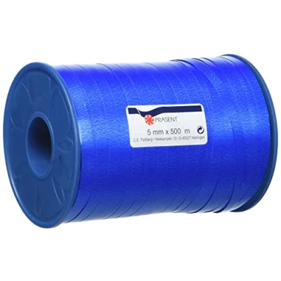 Abbildung von C.E. PATTBERG Geschenkband royalblau, 500 Meter Ringelband 5 mm zum Basteln, Dekorieren &amp; Verpacken von Geschenken zu jedem Anlass
