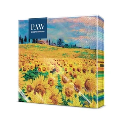Abbildung von PAW Servietten 3 lagig I 20 Stück Perfekt für Geburtstag, Partys, Meetings Herbst Tischdekoration Bunte Papierservietten Sonnenblumen Gelbe Blütenblätter Painted Sunflowers