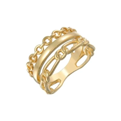 Abbildung von Elli Fingerring »Ring Glieder Bandring 3 reihig Goldfarben«