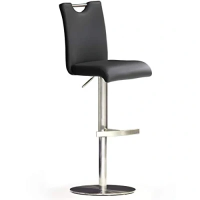 Abbildung von Robas Lund Barhocker Schwarz mit Lehne Barstuhl drehbar 360 Grad, Hocker höhenverstellbar, PU BAR.DO