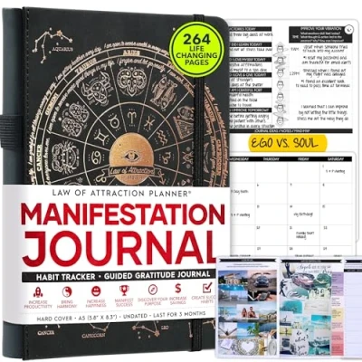 Abbildung von Manifestation Journal Life &amp; Goal Planner, a 90 Day Journey Creating Your Dream Persönliches Dankbarkeits Tagebuch, Wochenerfolgsplaner, Visionboard Organizer + Planer Aufkleber, undatiert