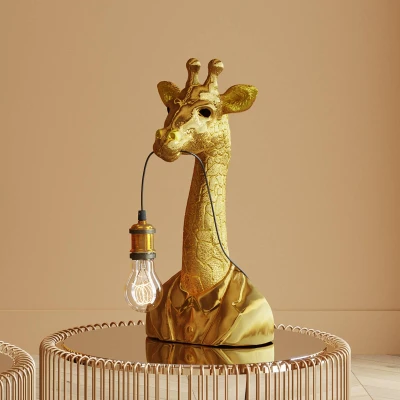 Abbildung von Kare Design Tischlampe Animal Giraffe Gold, Schreibtischlampe, Nachttischlampe, Dekoleuchte, Tischleuchte, Schreibtischlampe Kinder, Leuchtmittel nicht inklusiv, 50x24x26,5cm
