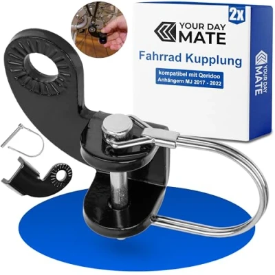 Abbildung von Fahrradanhänger Kupplung, 2 Sets, Schwarz, mit Sicherheitssplint, kompatibel Qeridoo Speedkid, Sportrex, Kidgoo, MJ 2017 2022, Fahrradkupplung Anhänger, Deichseladapter, Fahrrad Anhängerkupplung