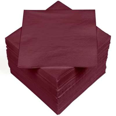Abbildung von HEKU 100 einfarbige Servietten, 3 lagig, 33x33cm I Einheitliche Qualität für Veranstaltungen &amp; Gastronomie Praktische 5er Packung Hoch saugfähig und stilvoll, bordeaux