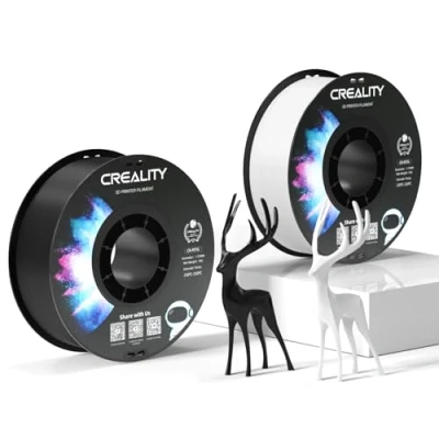 Abbildung von Creality Official PETG Filament Schwarz+Weiß, 3D Drucker 1.75mm 2Kg, No Tangling, starke Bindung und Überhang Leistung Maßgenauigkeit +/ 0.03mm
